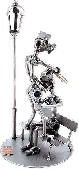 Hinz & Kunst Deko-Figur Liebespaar auf Bank aus Metall in Silber - Bild 1