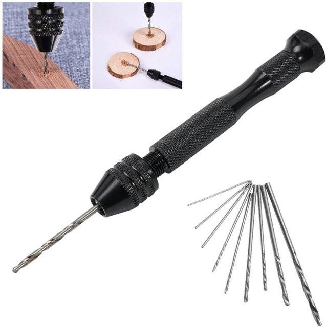 VIBRATITE Manuelle Handbohrmaschine aus Aluminiumlegierung in Schwarz für Schmuck und Handwerk, Bohrdurchmesser 0,3-3,2 mm - Bild 1