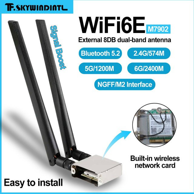 WLAN-Modul MT7902 Wi-Fi 6E Netzwerkkarte M.2 mit Bluetooth 5.2 in Weiß für Motherboard B760 B350 B450 B550 B650 - Bild 1