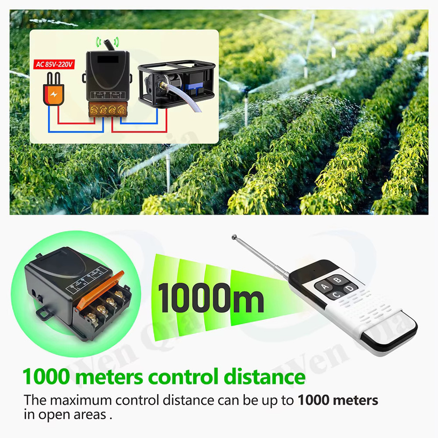 WenQia Drahtloser Fernbedienungsschalter 433MHz mit 30A Hochleistungs-RF-Relaismodul und 1000m Reichweite in Schwarz - Bild 5