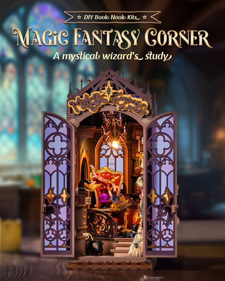 Rolife Magic Fantasy Corner DIY Book Nook Shelf Insert Magic Style Model Kit für Desktop Display - Bild 2