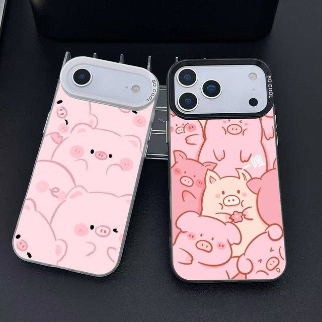 LuLu The Piggy Handyhülle für iPhone 12 13 14 15 16 17 Pro Max Plus mit Plating-Schutz in Pink - Bild 1