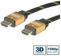Roline HDMI High Speed Kabel mit Ethernet/LAN in Schwarz und Gold, 15,0 m - Bild 2