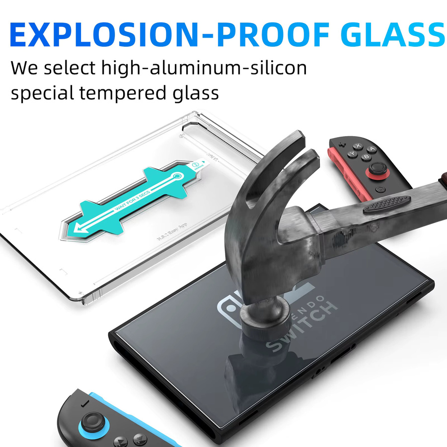 ONM Displayschutz aus gehärtetem Glas mit Härtegrad 9H für Nintendo Switch 2, transparent - Bild 2