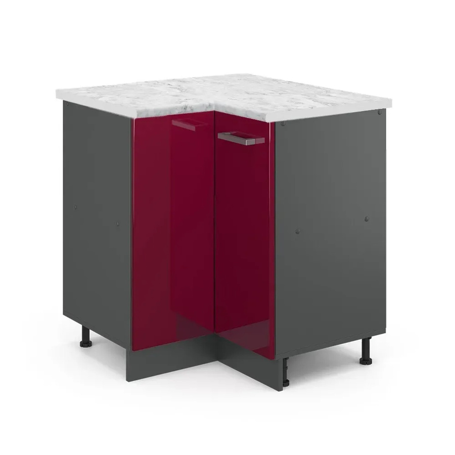 Vicco Eckunterschrank R-Line Bordeaux Anthrazit Hochglanz Küchenunterschrank Wandmontage B/T/H: 75,6 x 46,0 x 81,6 cm - Bild 2
