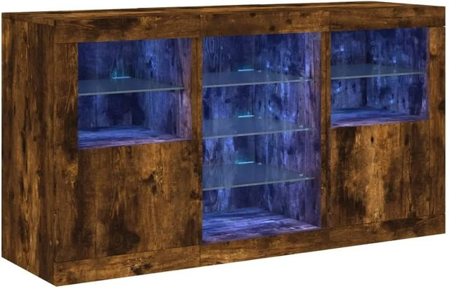 vidaXL Sideboard modern in Räuchereiche mit integrierter LED-Beleuchtung, B/T/H: 123 x 37 x 67 cm - Bild 1