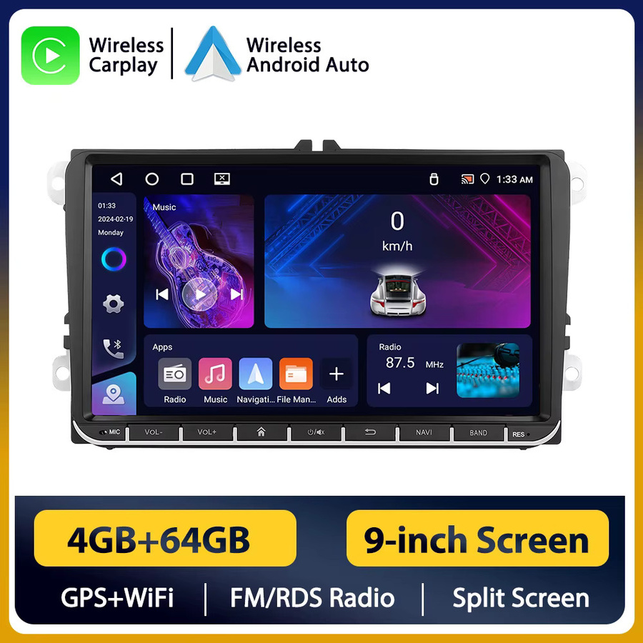 Podofo Android Multimedia Video Stereo Player mit GPS und Carplay in Schwarz für Volkswagen Golf Polo Skoda Rapid Octavia Tiguan Passat Amarok - Bild 5
