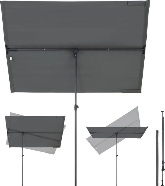 Sekey Sonnenschirm Grau, rechteckiger Balkonschirm aus Polyester und Metall, B/T/H: 180 x 130 x 230 cm - Bild 1