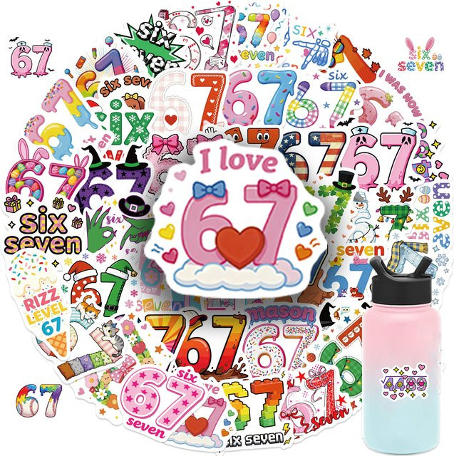 Wasserdichte DIY Aufkleber Set mit lustigen 67 Motiven für Scrapbooking, Telefon und Gepäck, Mehrfarbig - Bild 1