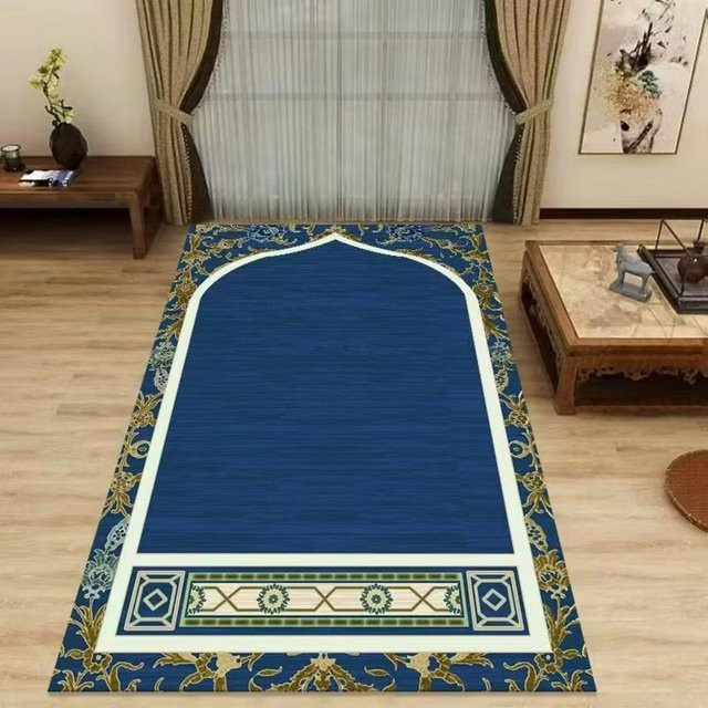 Karpetti Islamischer Gebetsteppich in Blau, Rutschfeste und Waschbare Bodenmatte im Orientalischen Design, B: 120 cm, T: 160 cm - Bild 1