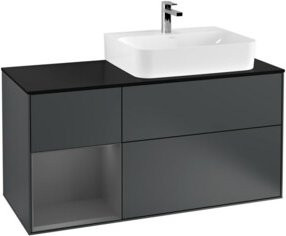 V&B Finion Waschtischunterschrank mit Abdeckplatte und Regal links, Farbe Anthrazit, B/T/H: 120 x 50,1 x 50,1 cm - Bild 1