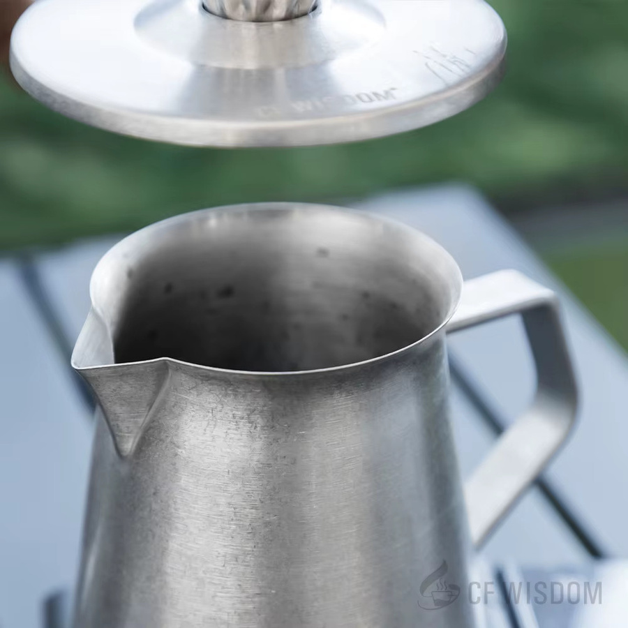 CF Wisdom Coffee Sharing Pot im Retro-Stil, silberfarbene Hand-Kaffeekanne für Drip Coffee - Bild 3