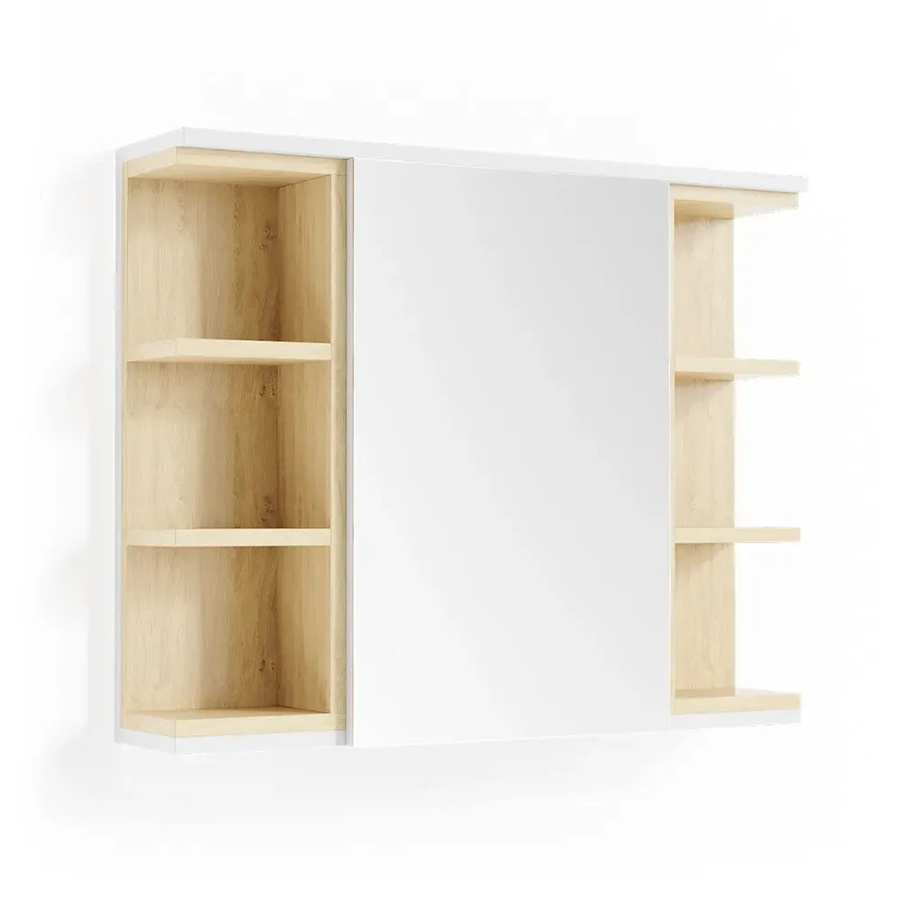 Vicco Badspiegelschrank Aquis Wandspiegel in Weiß und Eiche mit B/H: 79 x 64 cm - Bild 2