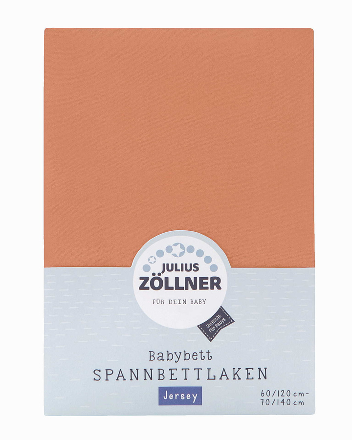 Zöllner Jersey Kinder Spannbetttuch aus Baumwolle, Farbe Terra, Breite: 60 cm, Länge: 120 cm - Bild 1