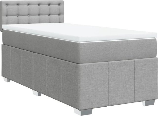 vidaXL Boxspringbett Hybrid mit Matratze und Taschenfederkern, Hellgrau, B/T: 80 x 200 cm - Bild 1