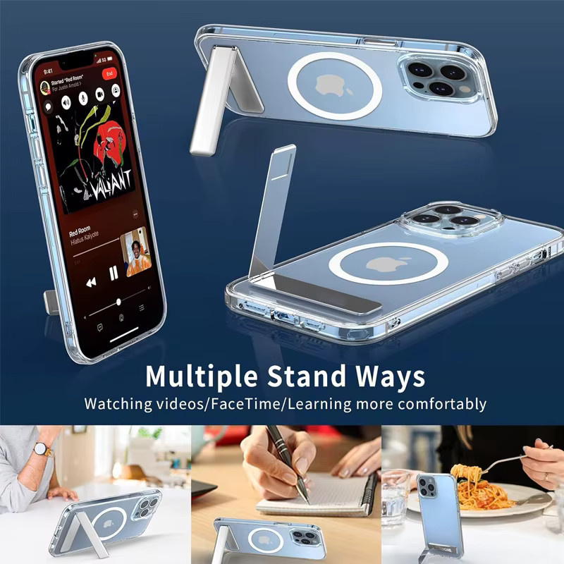 UYUXIO Magnetische Handyhülle mit Ständer in Transparent für iPhone 17 Pro Max, 16, 15, 13 Mini und 12 - Bild 3