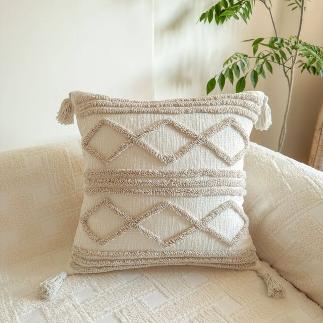 JMG Clothing Kissenbezug im Boho-Stil, Beige, B/B: 45 x 45 cm - Bild 1