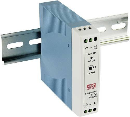 Mean Well MDR-20-15 Hutschienen-Netzteil DIN-Rail 15 V/DC 1.34A 20W Grau - Bild 1