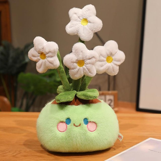 Yiran toy Cartoon Blume Topf Plüschpuppe, Grün Rosa, 33cm - Bild 1