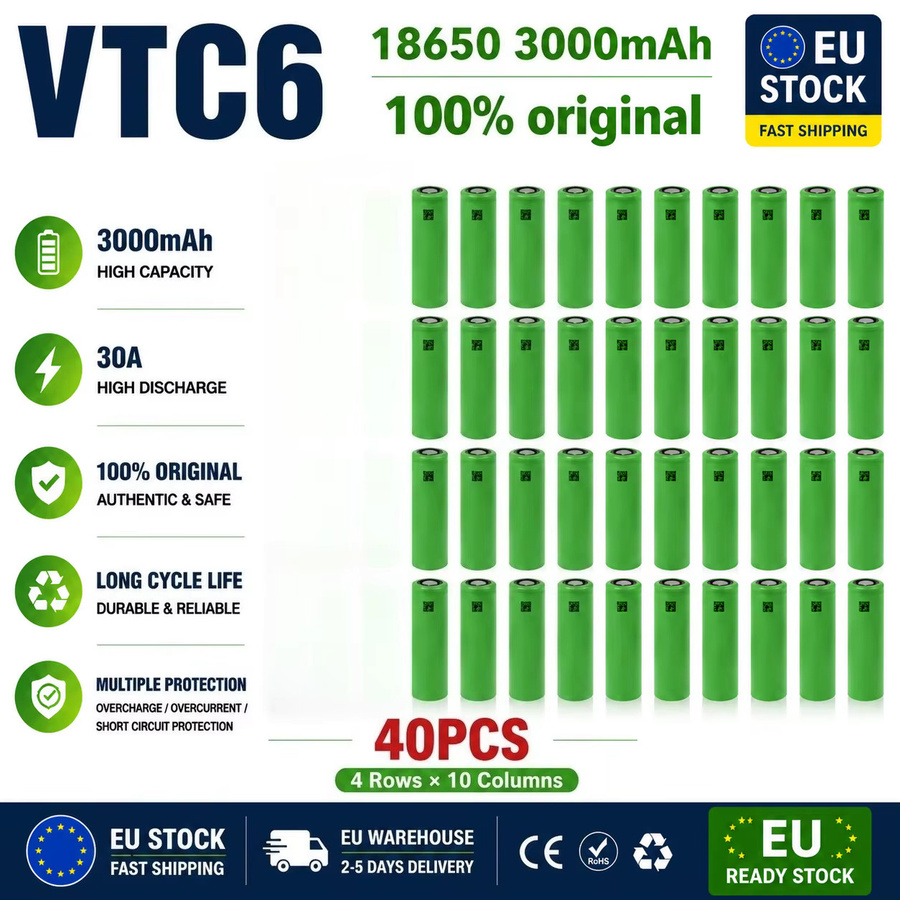 18650 VTC6 Lithium-Ionen-Akku 3,7V 3000mAh Hochleistungs-Zelle in Grün für LED-Taschenlampen und tragbare Beleuchtungsgeräte - Bild 5