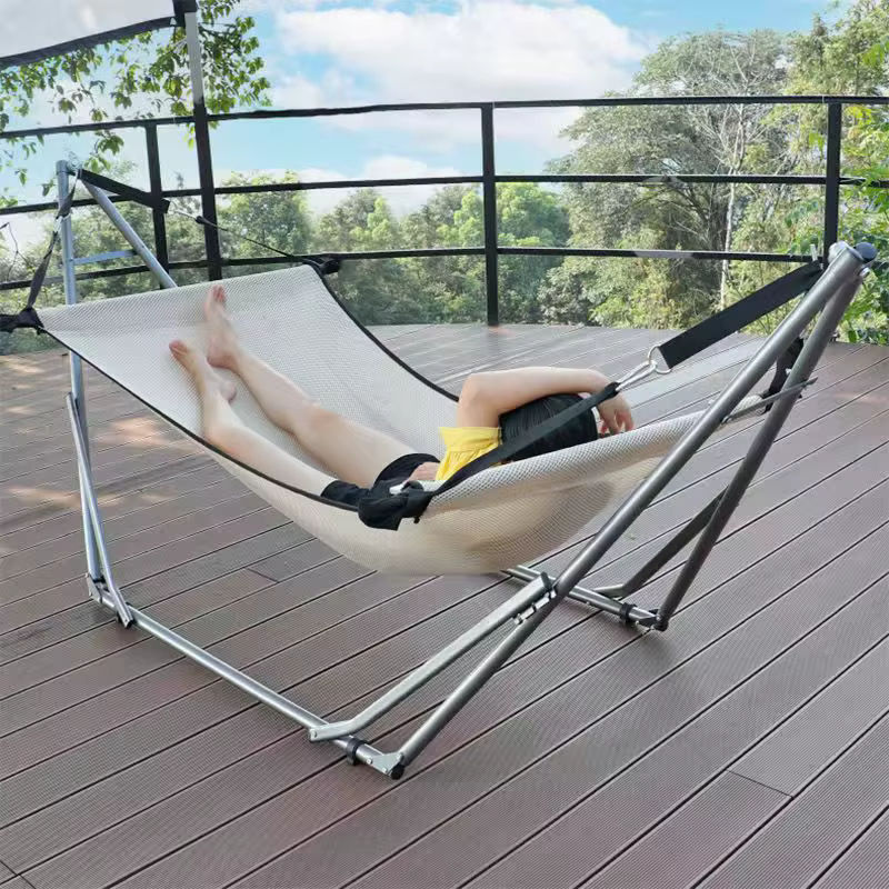 2-in-1 Hängematte und Schaukelstuhl als tragbarer Camping-Rahmen für Outdoor und Indoor, verstellbar und zusammenklappbar, Einzelhalterung - Bild 2