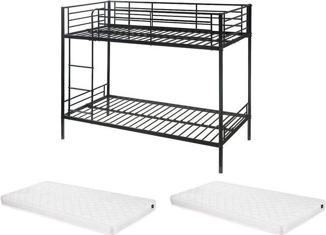 Vente-unique Etagenbett Duotis aus Metall, Schwarz, B/T/H: 90 x 190 x 197,5 cm - Bild 1