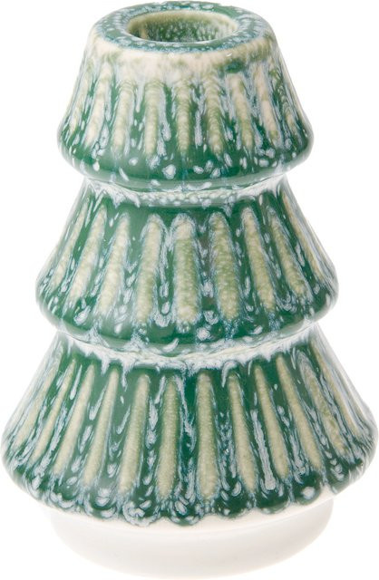 Rico Design Porzellankerzenhalter Tannenbaum in Grün für Stabkerzen - Bild 1
