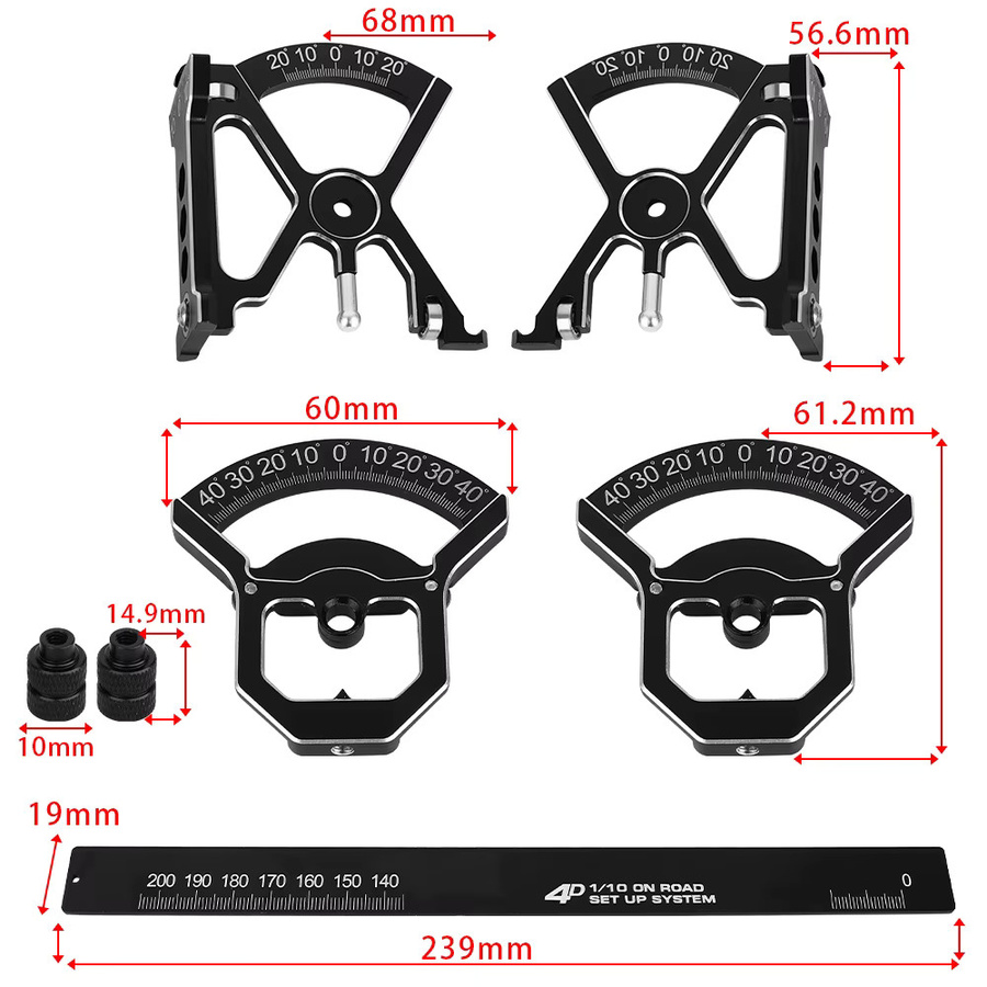 4D-Chassis aus Aluminiumlegierung, vierdimensionales Setup-System-Set mit Lineal, 1/10 RC On-Road-Ferngesteuertes Rennauto, Zubehör, ab 14 Jahren - Bild 4