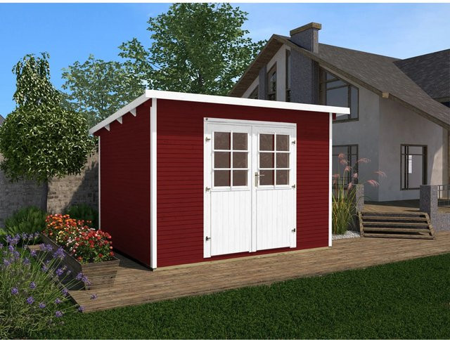 WEKA Gartenhaus 219 Gr.2 aus Massivholz mit Pultdach und wekaLine Profil in Schwedenrot, B/H/T: 320 x 213 x 278 cm - Bild 1