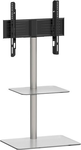VCM TV Standfuß Alani schwenkbar in Silber aus Stahl und Aluminium mit ESG-Sicherheitsglas für Fernseher 26-70 Zoll, B/T/H: 60 x 45 x 100 cm - Bild 1