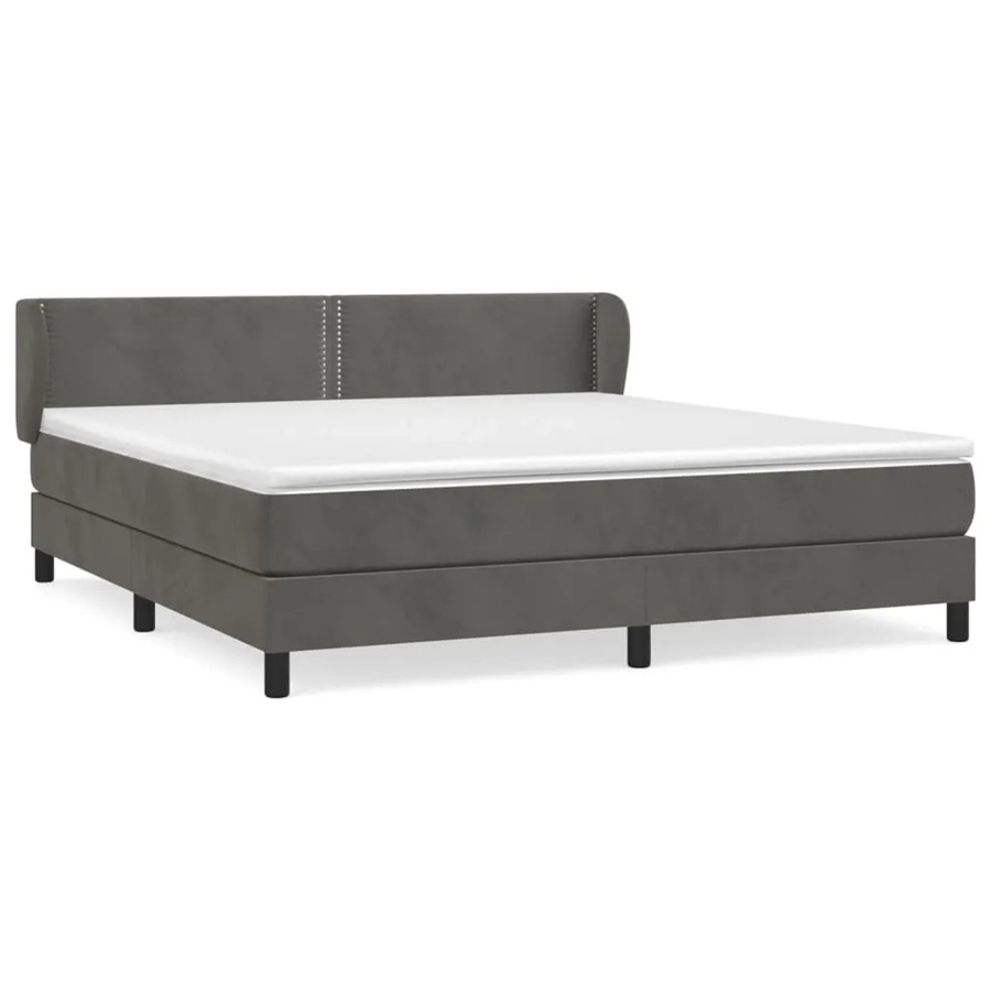 vidaXL Boxspringbett mit Matratze in Dunkelgrau, Hybridbett mit Taschenfederkern aus Samt, B/T: 160 x 200 cm - Bild 2