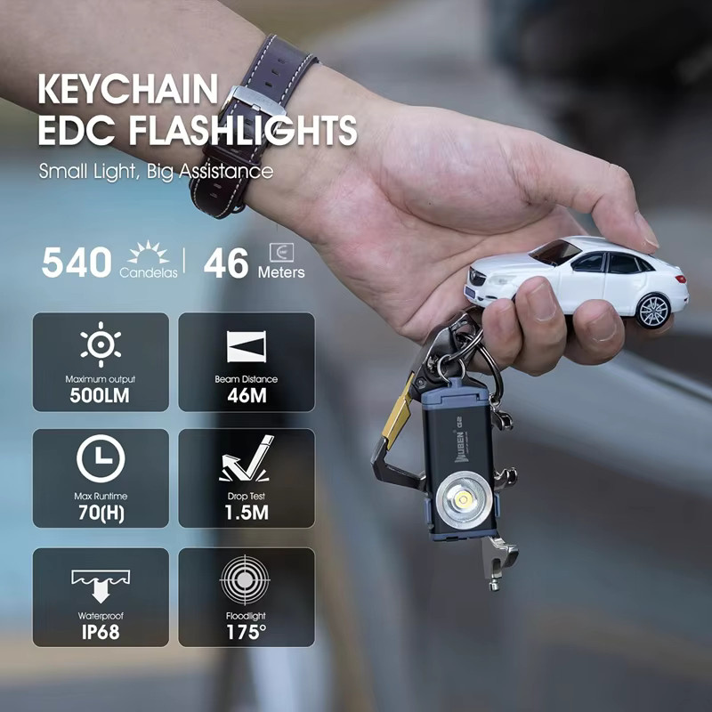WUBEN G2 Mini-Schlüsselanhänger-Licht, 500 Lumen, wiederaufladbare EDC-LED-Taschenlampe mit Typ-C-Anschluss und Magnet, tragbar - Bild 4