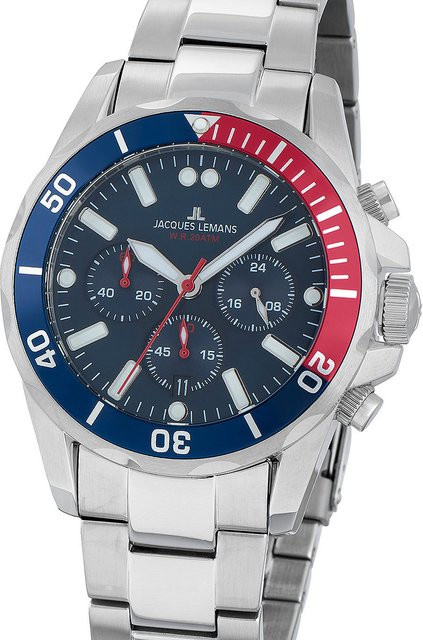 Jacques Lemans Chronograph, Quarz, Edelstahl, Blau, 44 mm, Herren - Bild 1