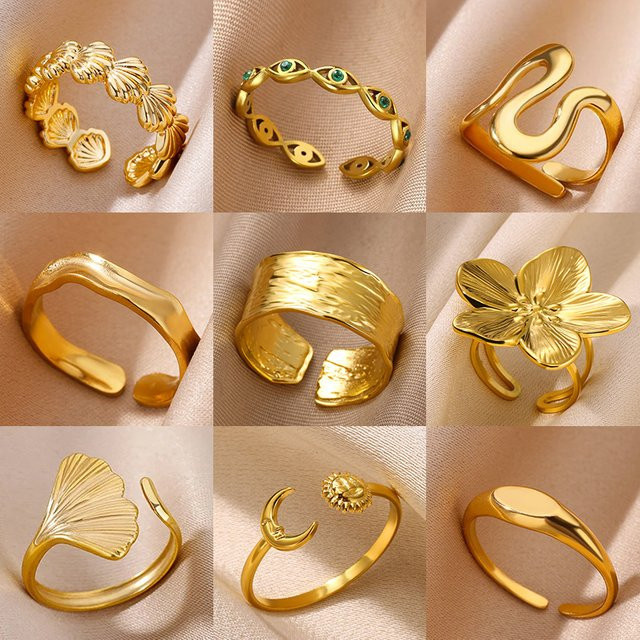 ICFTZWE Ringe Edelstahl, Gold, Damen - Bild 1