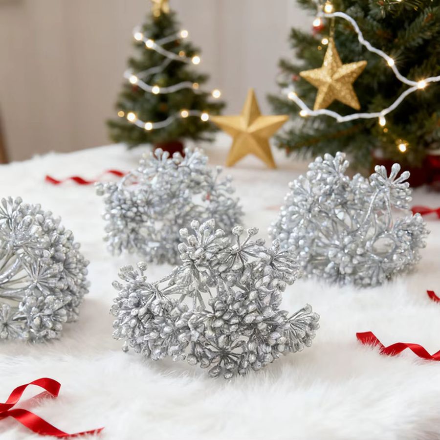 Yusheng Künstliche Blumenpflanze in Gold und Silber für Dekorationen zu Weihnachten und Hochzeiten - Bild 1