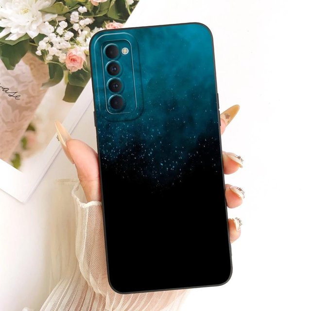 Handyhülle aus weichem Silikon für OPPO Reno4 Pro und Reno4 (CPH2109) mit Dämmerung Strand Malerei Design in Blau und Multicolour - Bild 1