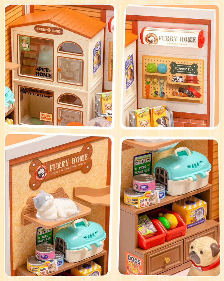 ROBOTIME Rolife Super Creator Series Furry Friends' Home Miniatur-Puppenhaus, Bastelset, ab 14 Jahren - Bild 5