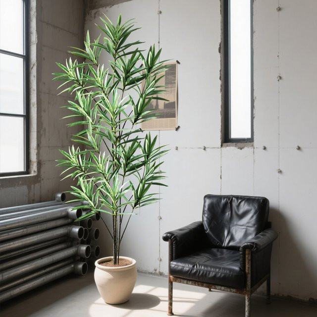 Künstlicher Olivenzweig von Kmitang in Grün, tropische Dracaena-Pflanze aus Kunststoff für deine Heim- und Gartendekoration, Höhe: 70 cm bis 115 cm - Bild 1