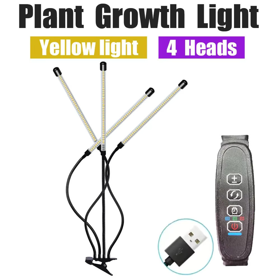 USB-Clip-Pflanzenlampe mit LED-Vollspektrum, dimmbar und mit Timer, warmweißes Licht, Schwarz - Bild 2