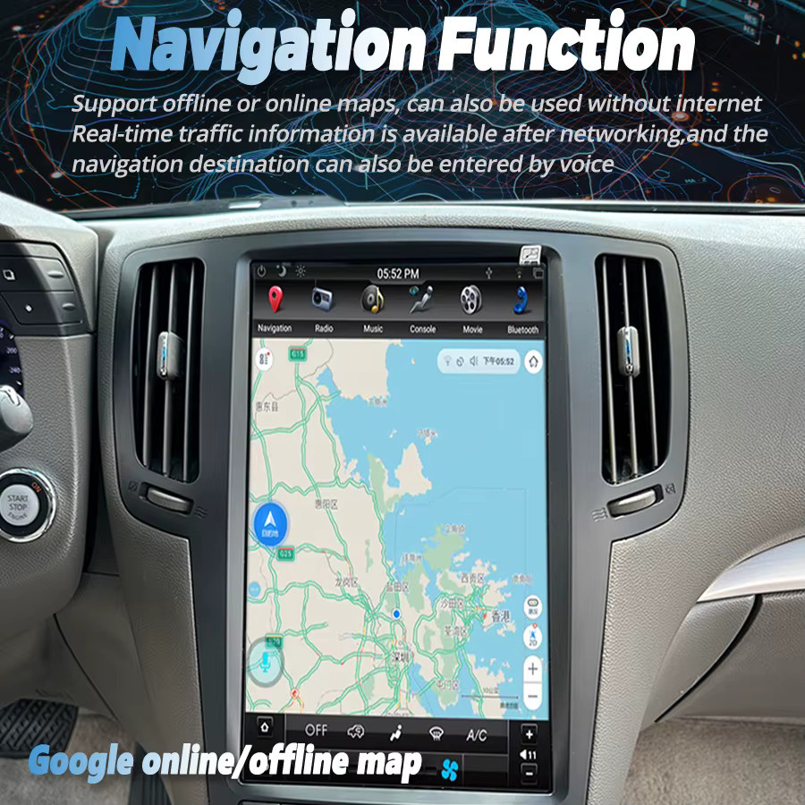 OTOJETA Android Multimedia-Videoplayer mit GPS und Carplay für INFINITI G37 2007-2013, 13,6 Zoll Touchscreen, Schwarz, 2DIN Head Unit - Bild 2