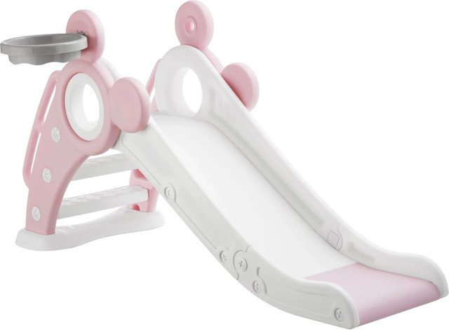 Tectake Kinderrutsche Joy mit Basketballkorb Pink ab 2 Jahren - Bild 1