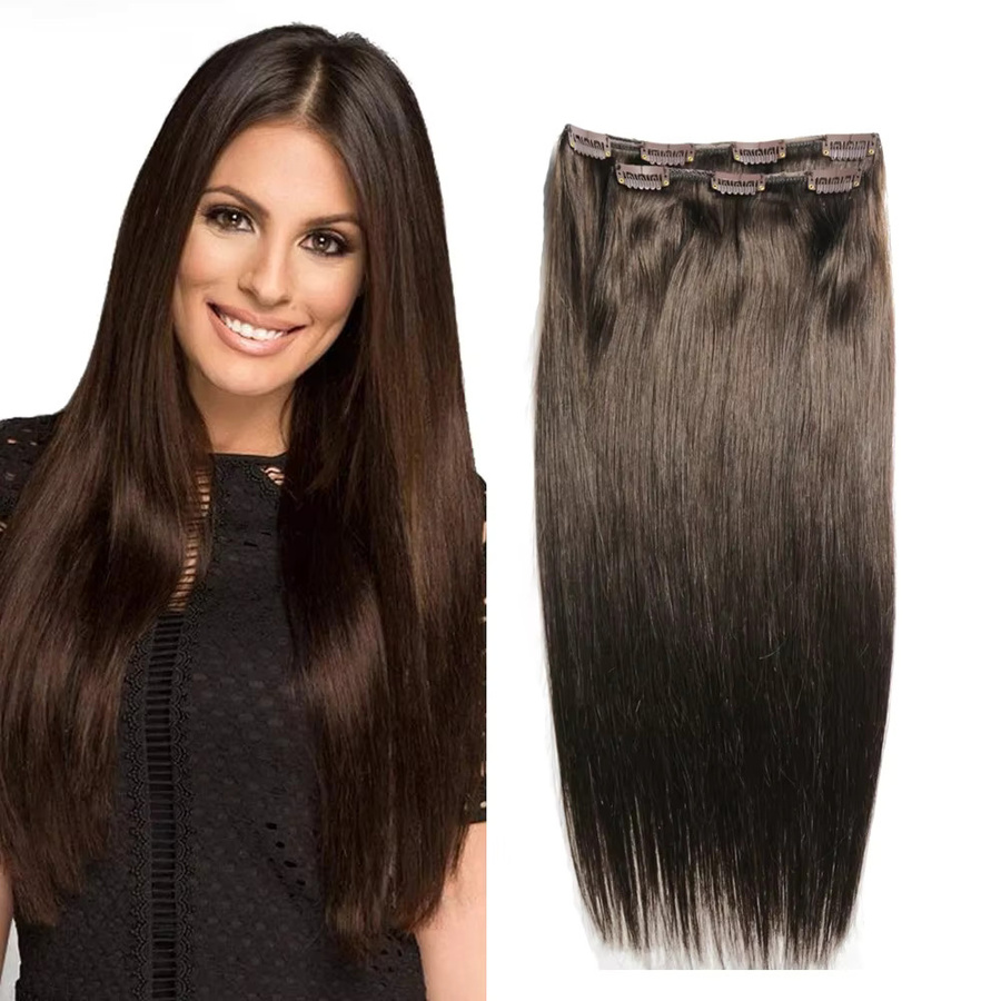 Zzhair Haarverlängerungen Remy Haar Clips-in Set, 140g, gerade - Bild 6
