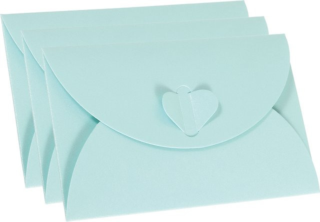 Mini-Geschenkkarten-Umschläge mit herzförmigem Verschluss in Blau aus Papier für Geburtstage und Hochzeiten (12 Stück) - Bild 1