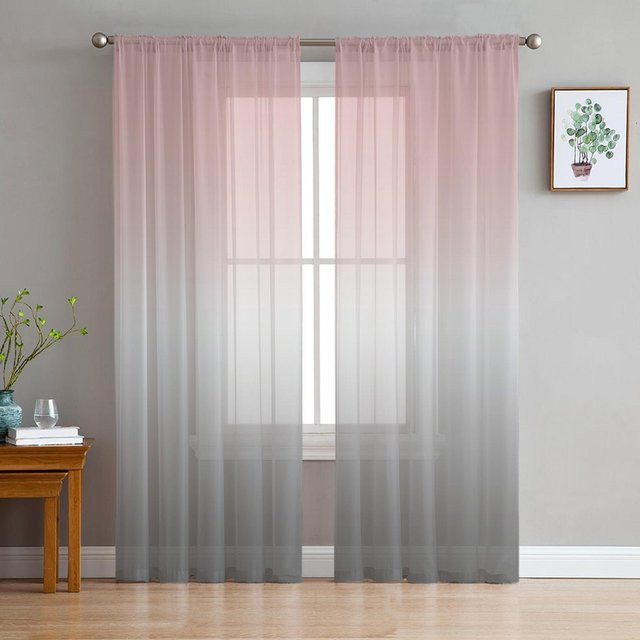 Transparente Voile-Vorhänge mit Regenbogen-Farbverlauf aus Tüll, B/H: 150 x 250 cm - Bild 1
