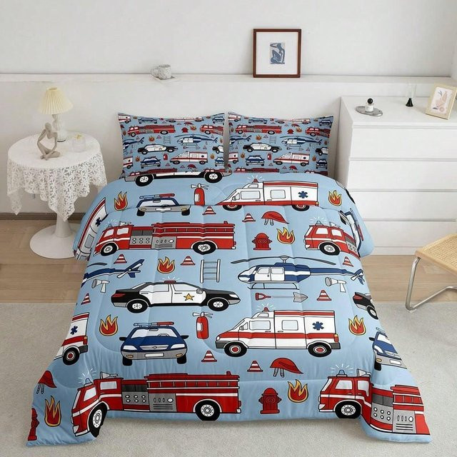 Flylo Bettwäscheset für Kinder und Teenager mit Fahrzeug-Motiv in Blau, B/H: 140 x 200 cm - Bild 1