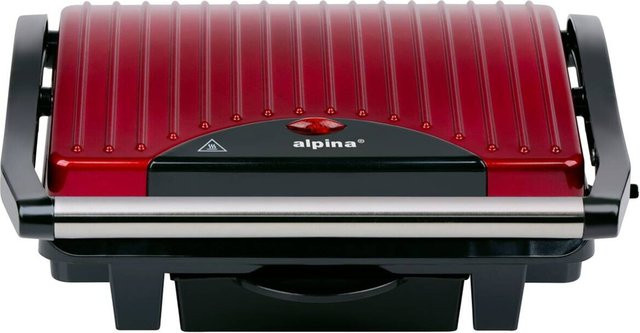 Alpina Kontaktgrill mit herausnehmbaren Platten in Rot, 1000W, B/H/L: 11,5 x 29,5 x 32,5 cm - Bild 1