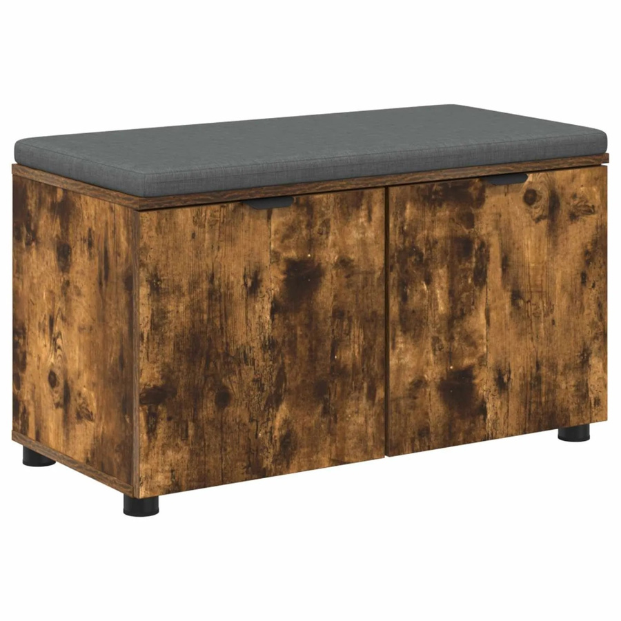 vidaXL Flurbank mit Kissen und Schuhregal in Geräucherte Eiche, B/T/H: 80 x 38 x 46 cm - Bild 2