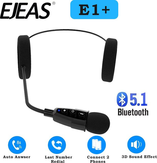 EJEAS E1+ Bluetooth-Motorradhelm-Headset in Schwarz mit Musikplayer, Geräuschunterdrückung und automatischer Anrufannahme - Bild 1