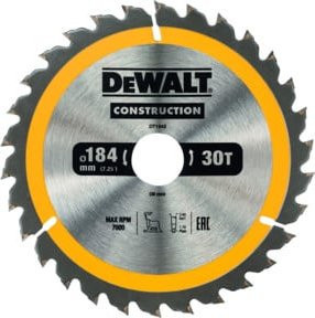 DeWalt Kreissägeblatt für Handkreissägen, Durchmesser: 184 mm, Bohrung: 30 mm, Farbe: Silber, Material: Metall - Bild 1