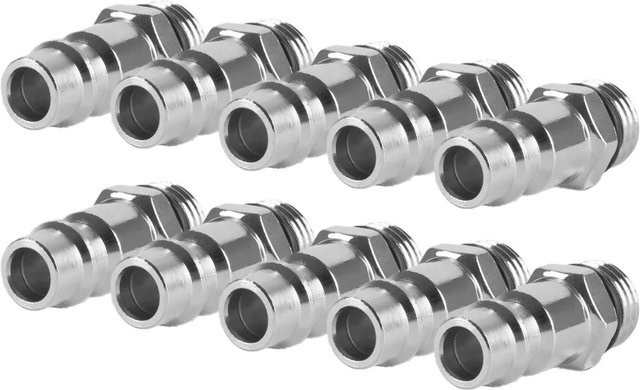 STAHLWERK 10er Set Druckluft-Schnellkupplung Stecknippel NW 7.2 1/4 Zoll aus Messing in Silber - Bild 1